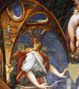 Actaeon turned into stag by Diana, (detail) of the Diane and Acteon hall by Parmigianino