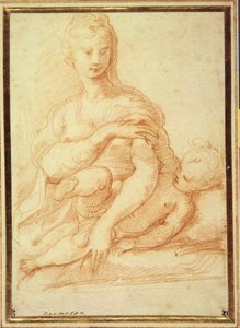 The Virgin playing with the Child on her lap by Parmigianino