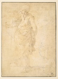 Clothed Female Figure and a Female Head by Parmigianino