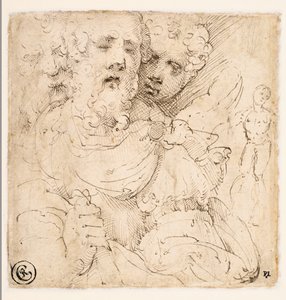 Study of Faces and a Standing Figure