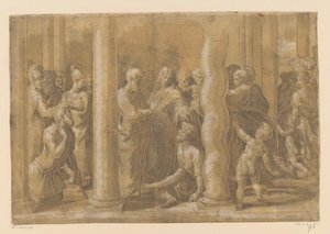 Saints Peter and John Healing a Lame Man by Parmigianino (attributed to)