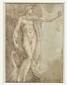 Mercury Standing in a Niche with a Violin and an Ibis by Parmigianino