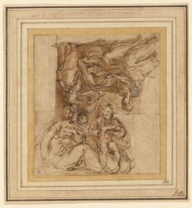 Two Studies for a Holy Family by Parmigianino