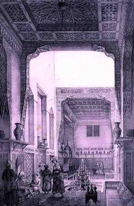 Interior Courtyard of the Ouatier-Hauch Kadan, from Voyage Pittoresque of Persia by Pascal Xavier (after) Coste