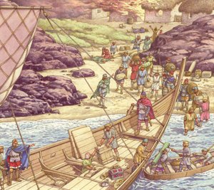 A Viking Raid by Pat (1907-95) Nicolle