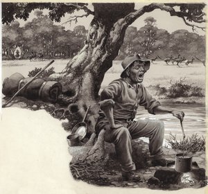 A Jolly Swagman by Pat (1907-95) Nicolle