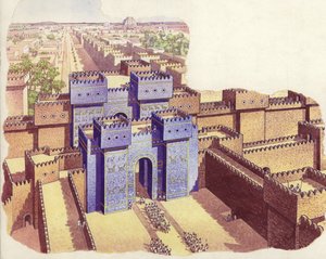 The Ishtar Gate of Babylon by Pat (1907-95) Nicolle
