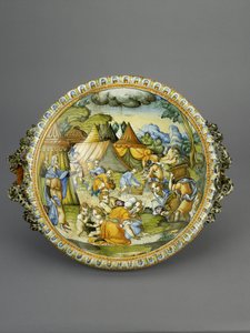 Basin with the Gathering of Manna, probably Urbino, c.1600-20 by Patanazzi Workshop
