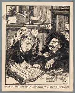 Ministers De Visser and Simon de Vries as the Tax Collectors by Patricq Kroon (signed by artist)
