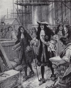 King Charles II overseeing the rebuilding of St Pauls Cathedral after the Great Fire of London by Paul (after) Hardy