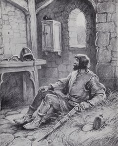 Robert the Bruce with the spider that inspired him to try again to defeat the English by Paul (after) Hardy