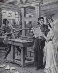 The invention of the printing press by Paul (after) Hardy