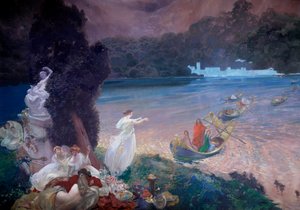 Happy Island: Scene of Fable Representing Boats Joining Guests at a Banquet on the Grass (detail)