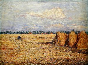 Flat Landscape with Harvested Grain Field by Paul Baum