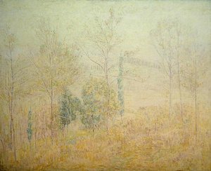Tuscan Landscape in Early Spring with Green Poplars by Paul Baum