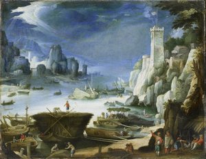 River View with Large Rock by Paul Bril (copy after)