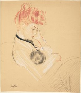 Madame Helleu Cradling Paulette in Her Arms by Paul Cesar Helleu