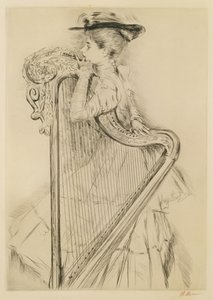 Woman with a Harp by Paul Cesar Helleu