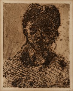 Maiden Head. Engraving by Paul Cezanne. Etching. Dim: 32.5x25cm. Musee Granet, Aix En Provence. by Paul Cézanne