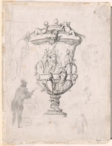 Figure Studies Around an Engraving of an Ornamental Vase by Paul Cézanne