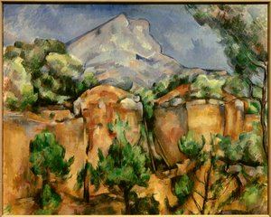 Mont Sainte-Victoire Seen from the Bibemus Quarry. Painting by Paul Cezanne, c. 1897. Baltimore Museum of Art