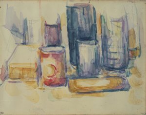 Kitchen Table: Pots and Bottles by Paul Cézanne