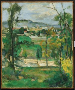 Village behind Trees, Île-de-France by Paul Cézanne