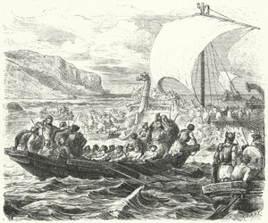 Phoenician Ships Landing on a Coast