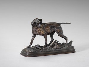 Pointer Standing over a Pheasant