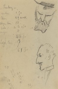 A Bearded Man and a Man in Profile by Paul Gauguin