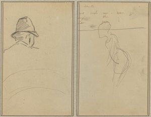 A Head of Man with Hat, Seen from Behind; A Standing Woman by Paul Gauguin