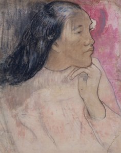 A Tahitian Woman with a Flower in Her Hair by Paul Gauguin