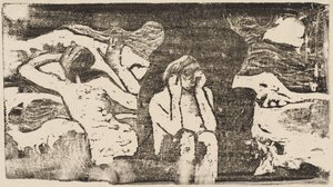 At the Black Rocks by Paul Gauguin
