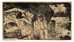 At the Black Rocks, from the Suite of Late Woodblock Prints by Paul Gauguin