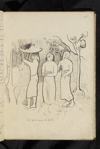 Drawing "En route for the feast" by Paul Gauguin
