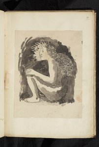 Avant et après - drawing of a nude native woman seated, in profile, her knees drawn up by Paul Gauguin