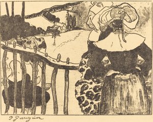 Breton Women beside a Fence, 1889 by Paul Gauguin