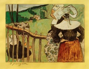 Breton Women at the Barrier by Paul Gauguin