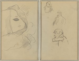 Eye and Part of Face; A Breton Woman and Two Men by Paul Gauguin