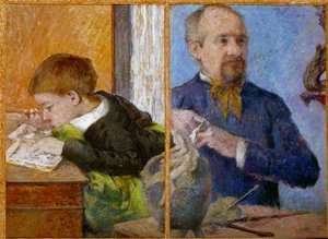 Portrait of Sculptor Jean Paul Aubé and His Son Emile