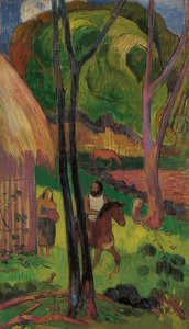 Rider in Front of the Hut (Cavalier devant la case). 1902 by Paul Gauguin