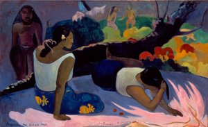 Reclining Tahitian Women or The Amusement of the Evil Spirit by Paul Gauguin
