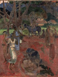 Tahitian Landscape with Nine Figures by Paul Gauguin