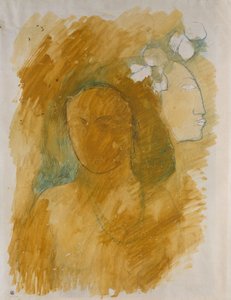 Tahitian Woman with Evil Spirit by Paul Gauguin