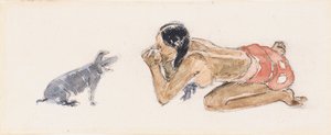 Tahitian Woman with Pig