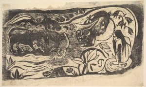 Woodcut with a Horned Head by Paul Gauguin