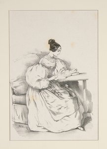 AT HOME. (September 1835) Dress in Scottish batiste,...