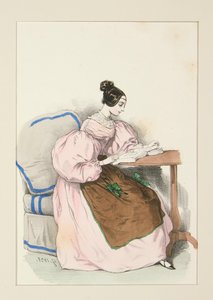 At Home (September 1835) Dress in Batiste of by Paul Gavarni