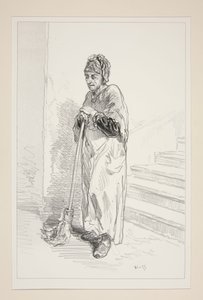 The Curtain. The Little Lady on the Second Floor Hides Something from Him. by Paul Gavarni