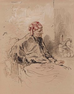 Old Woman in Red Cap by Paul Gavarni